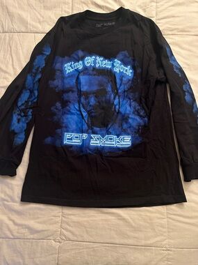 Pop Smoke 'King of New York' Black & Blue Graphic Long Sleeve Tee